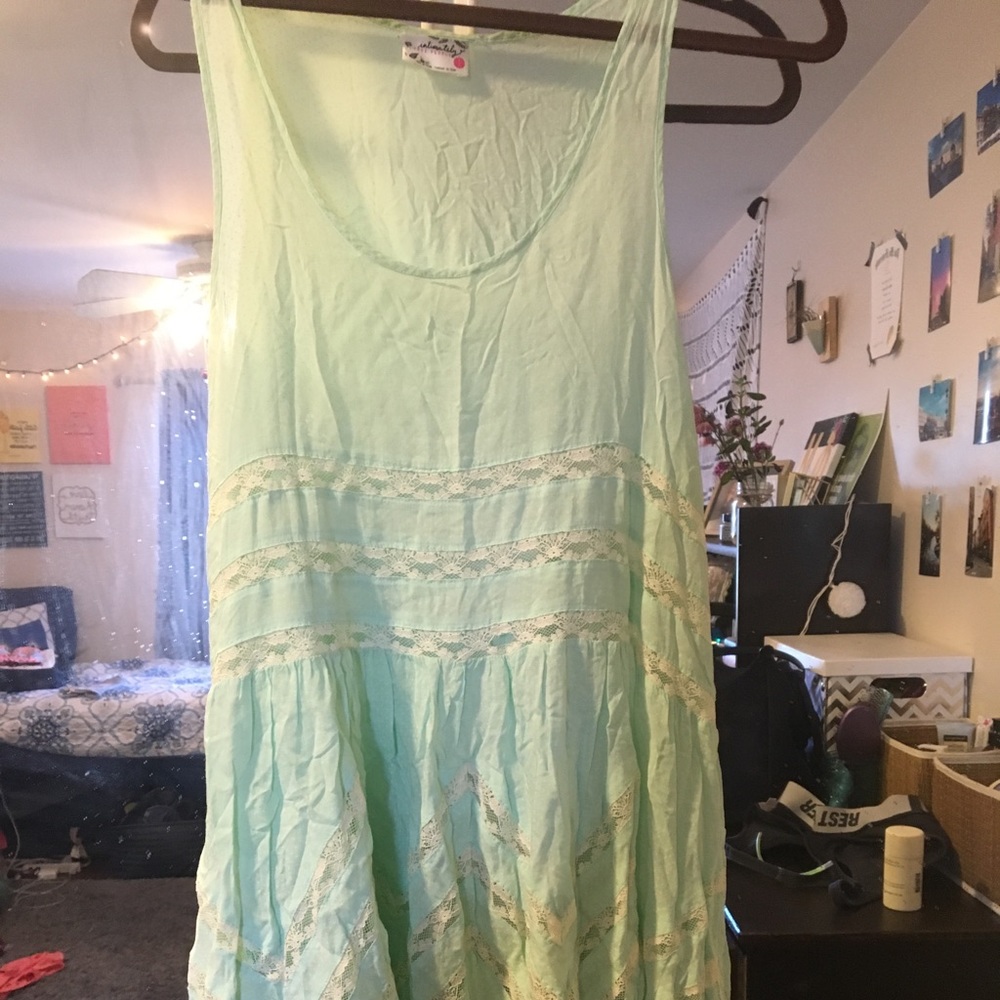 Free people mint white lace tunic dress S